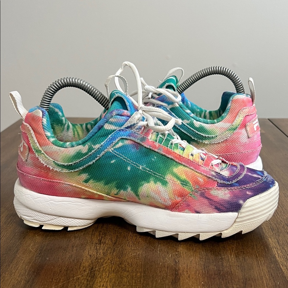 FILA Tie-Dye Canvas Disruptor Sneakers Chunk Platform Womens Size 8 - Picture 7 of 15
